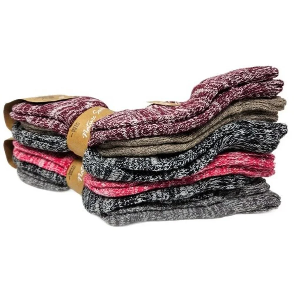 Women’s Marled Wool Thermal Socks 3-Pair Pack Cozy Winter Warm Boot Socks. 9-11
